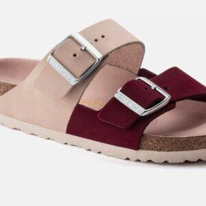 Birkenstock Arizona Leather Maroon/Pink Sandals - Size 39 Never worn!!